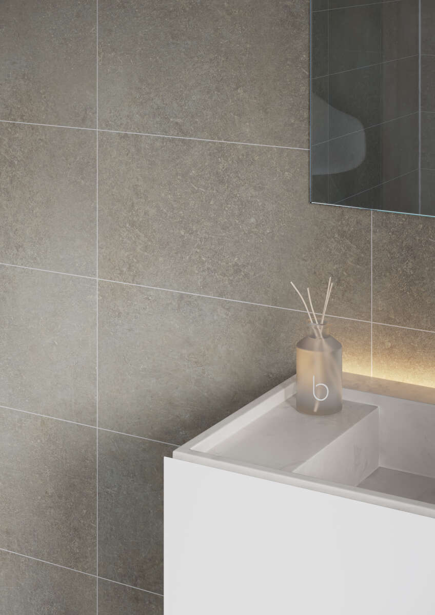 Fibo 4943-M63 Grey Concrete baderomsplate 2-pk