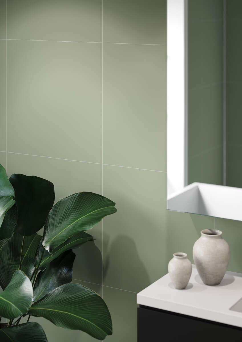 Fibo 5206-M6040 EM Olivegreen baderomsplate 2-pk