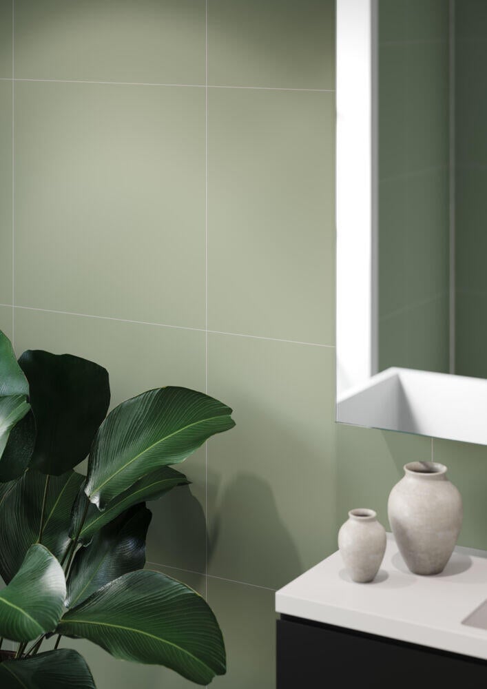 Fibo 5206-M6060 EM Olivegreen baderomsplate 2-pk