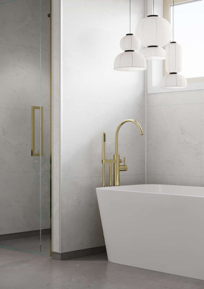 Fibo 2273-M6060 S White Marble baderomsplate 2-pk