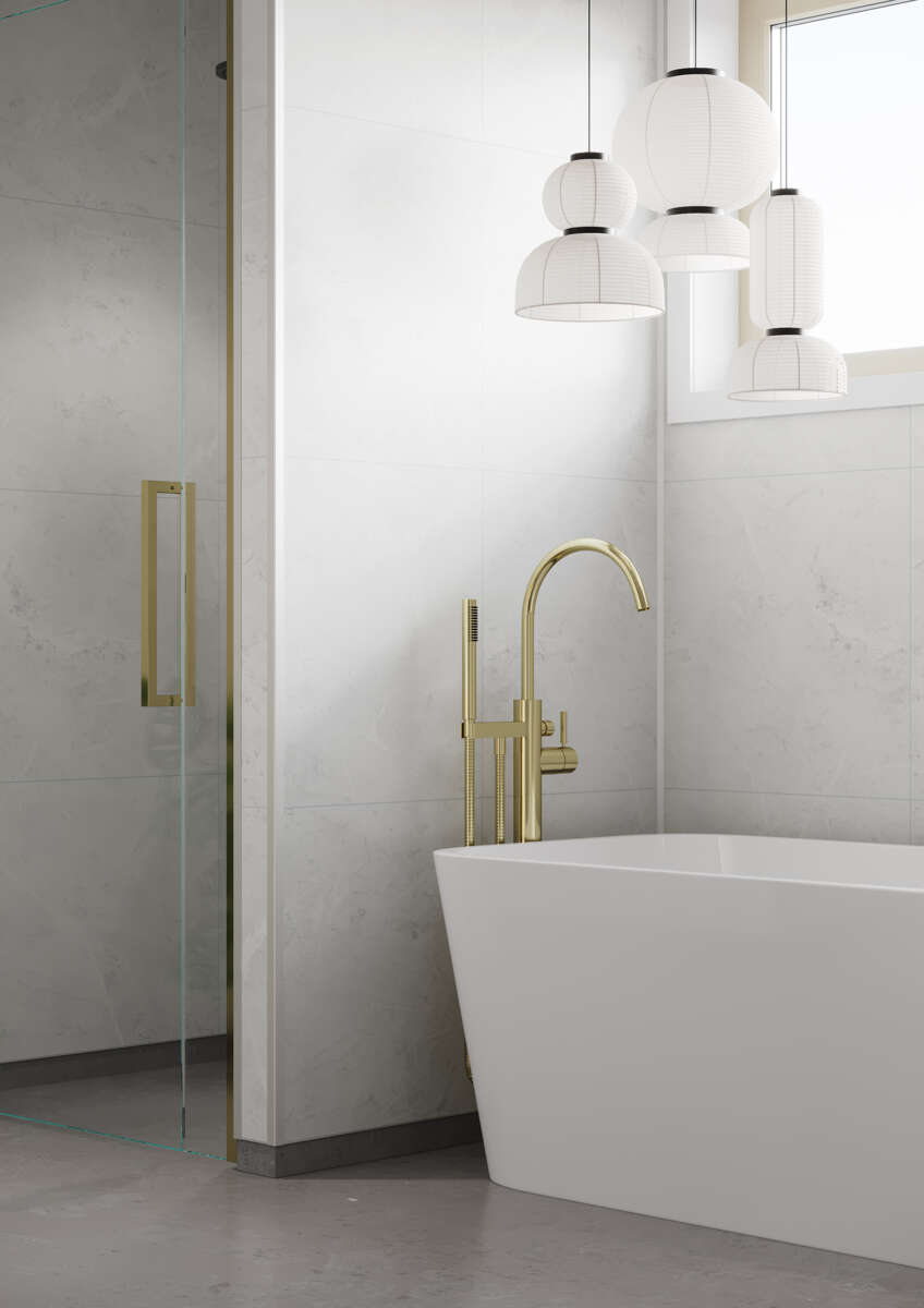 Fibo 2273-M6060 S White Marble baderomsplate 2-pk