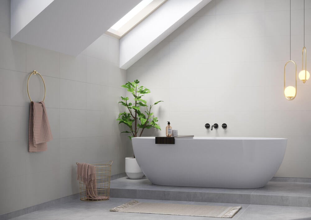 Fibo 2145-M6030 S Grey Cement baderomsplate 2-pk