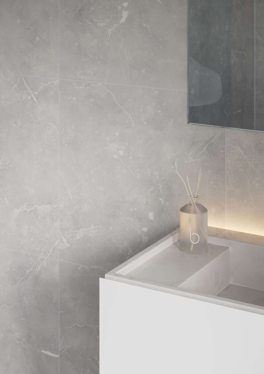 Fibo 2279-M6060 S Silver Grey Marble baderomsplate