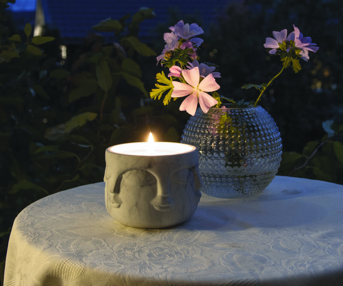 Citronella mygglys med ansikter
