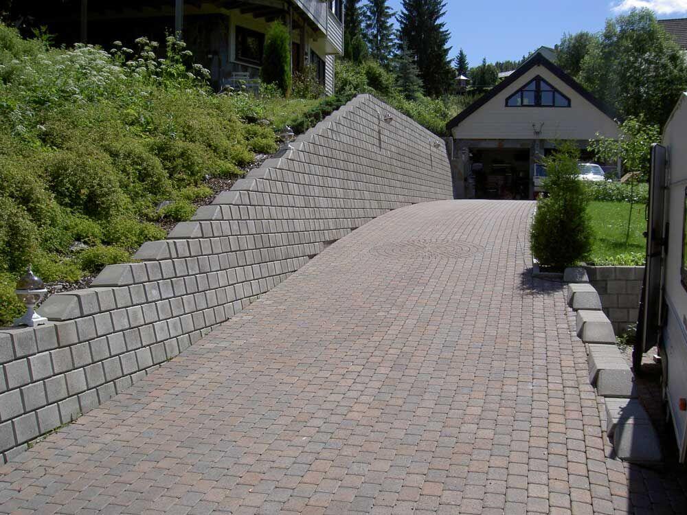 Asak støttemur hjørne grå m/kile