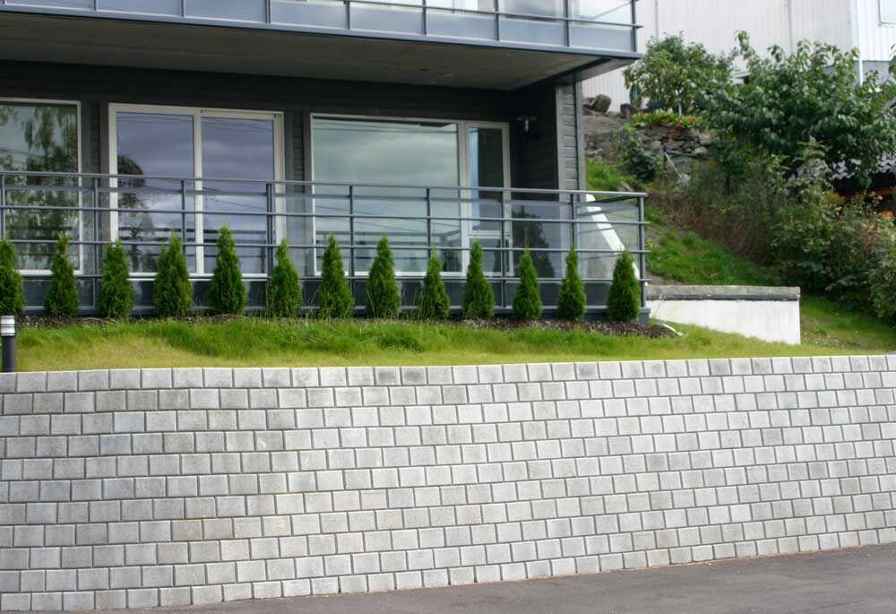 Asak støttemur hjørne grå m/kile