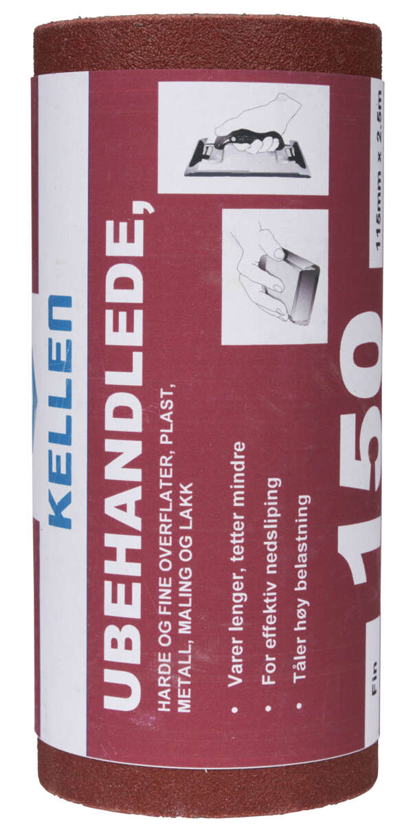 Slipepapir ubehandlede overflater 115 mm x 2,5 m