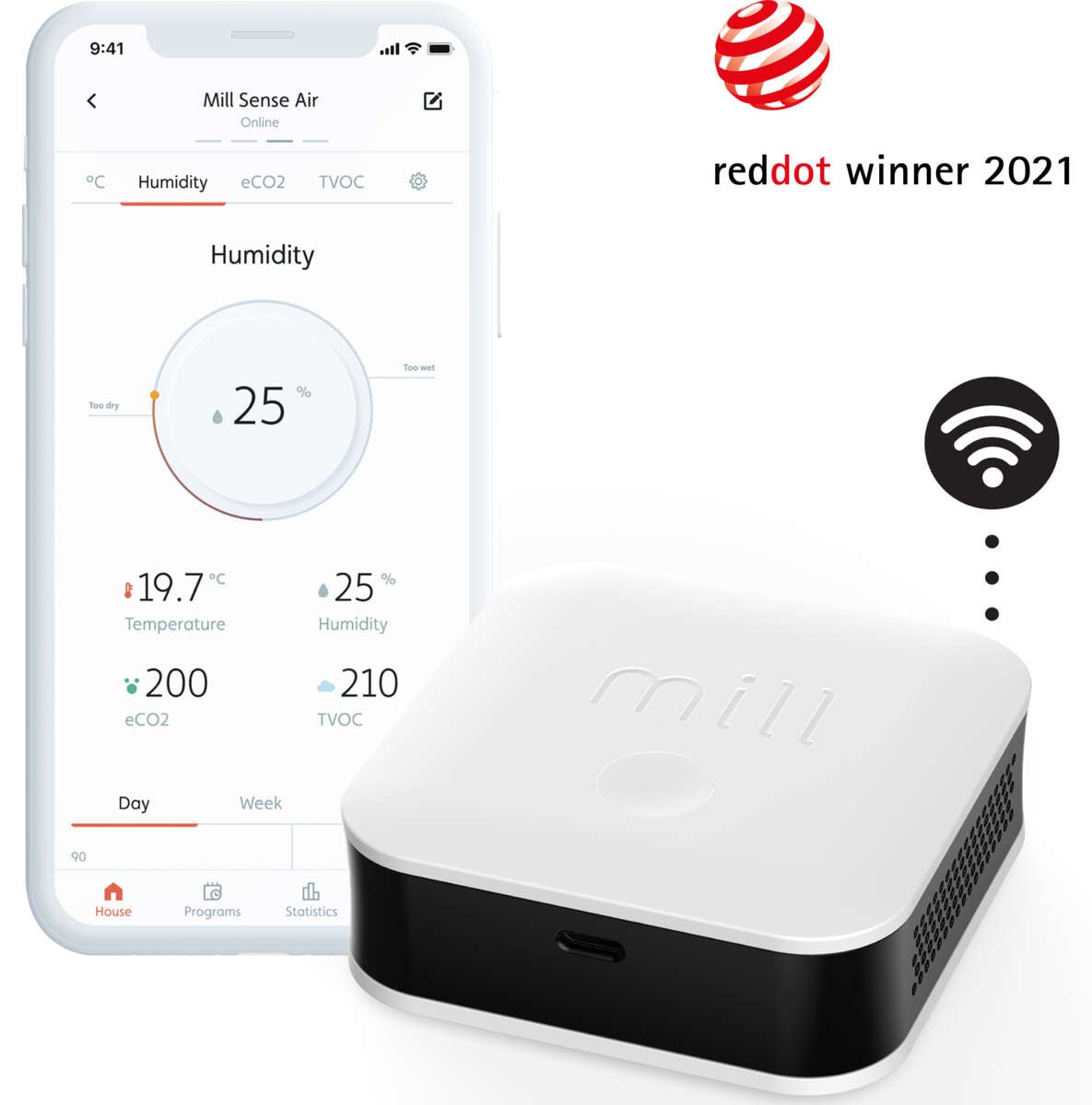 Mill Sense inneklimasensor med WiFi