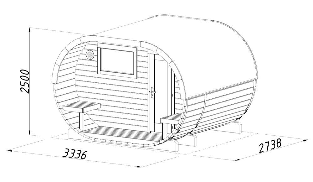 Palmako Badstutønne Anette 3,0+1,5 m2