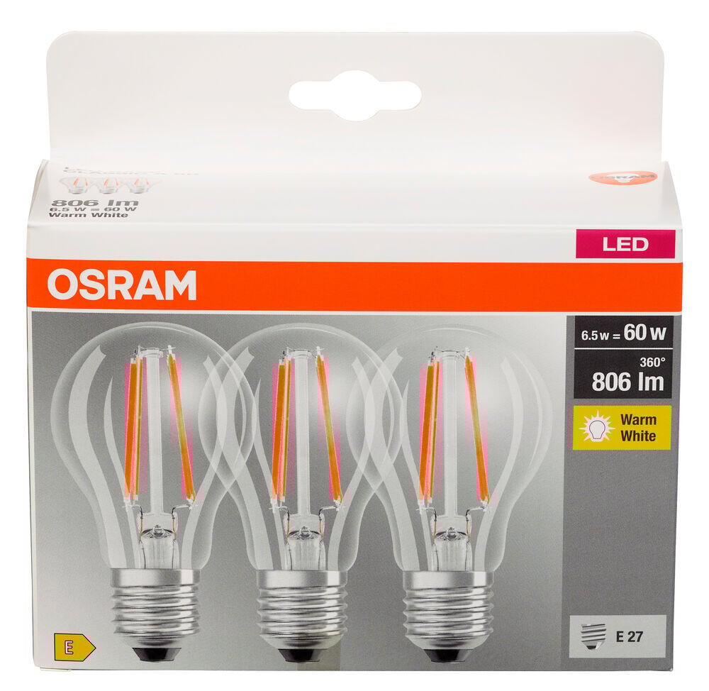 Osram classic pære 3pk