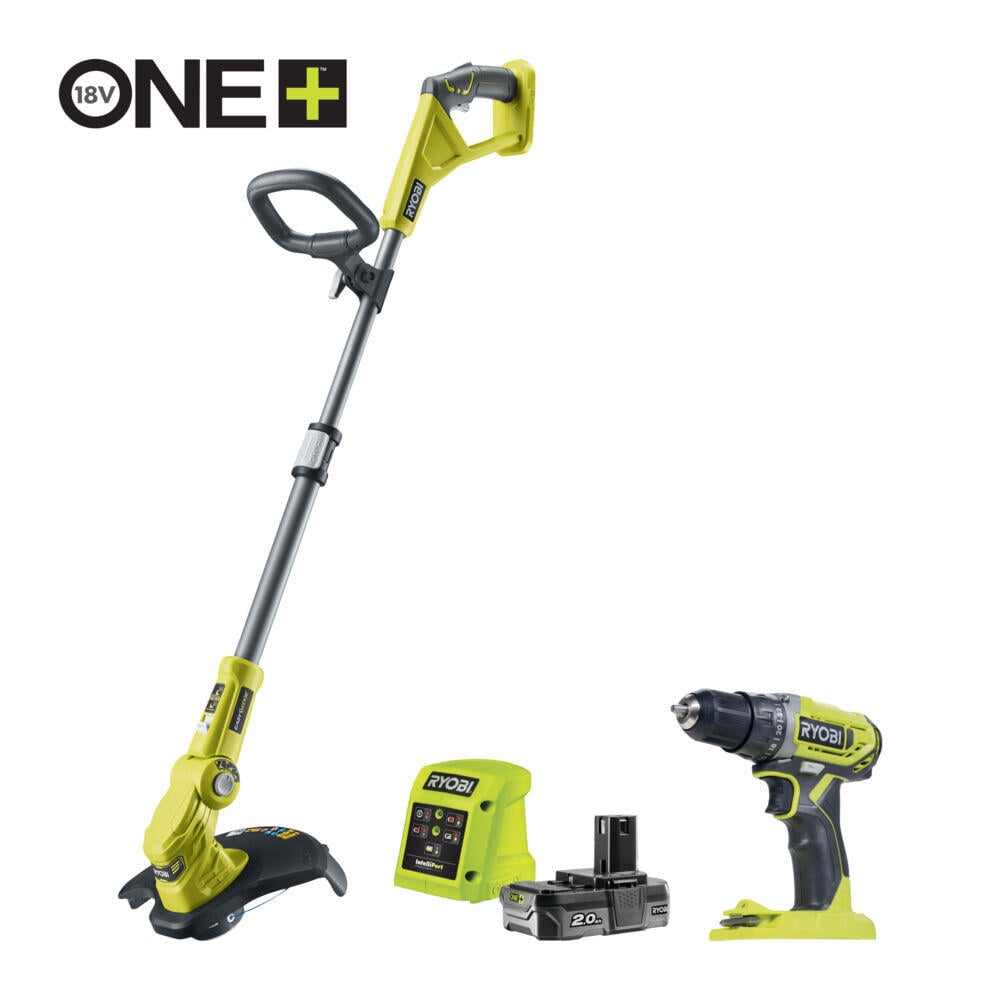 Ryobi OLT1832DD2-120 gresstrimmer og drill m/batteri