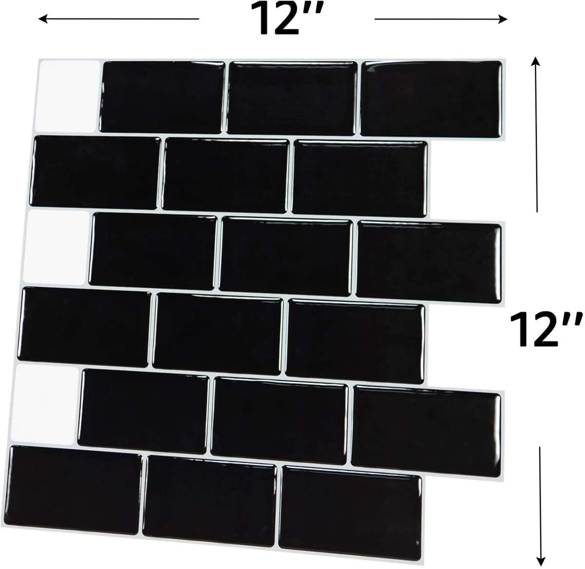 Selvklebende flis, svart Subway 10 pk.