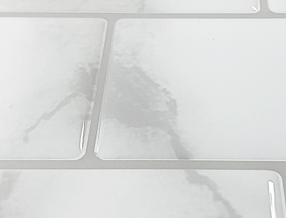 Selvklebende flis, Hvit Marmor Subway 10 pk.