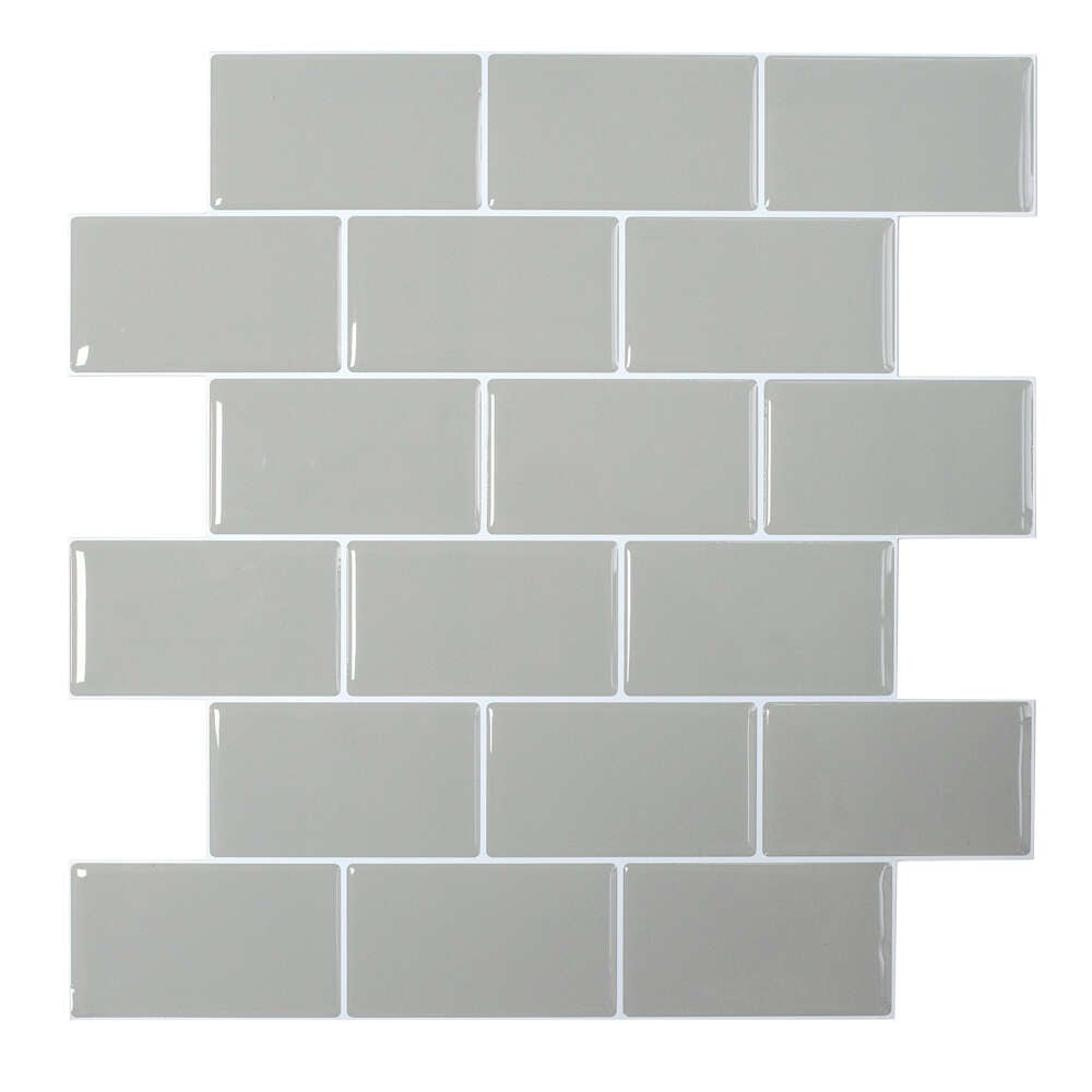 Selvklebende flis, Grå Subway 10 pk.
