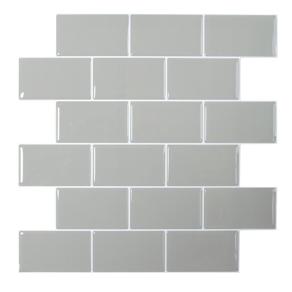 Selvklebende flis, Grå Subway 10 pk.