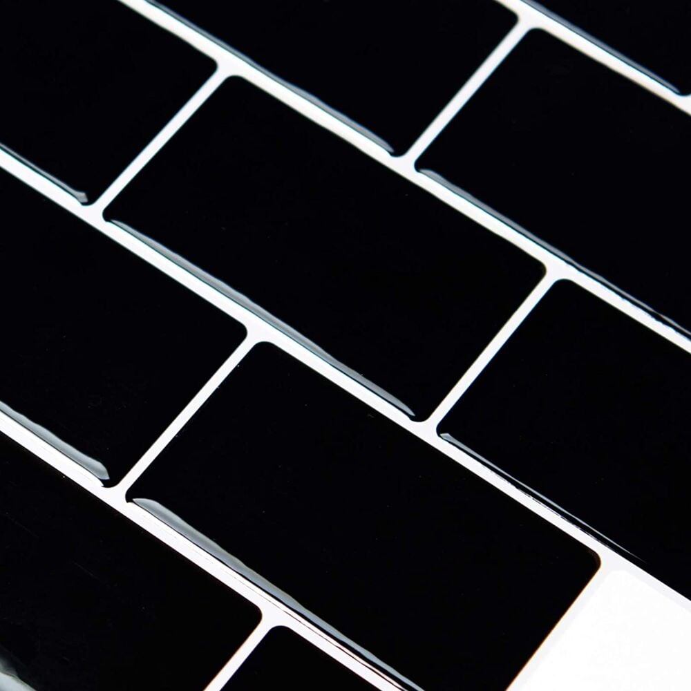 Selvklebende flis, svart Subway 10 pk.