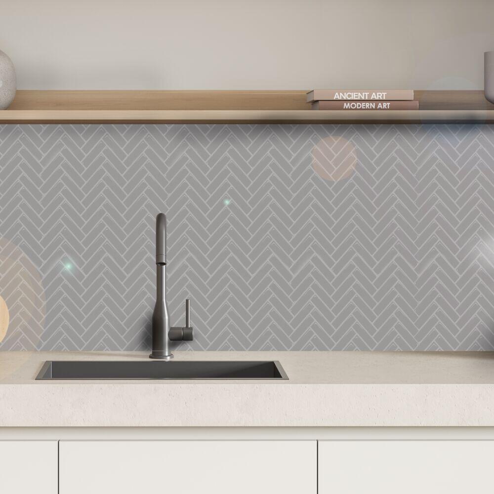 Selvklebende flis, Grå V-Form 10 pk.