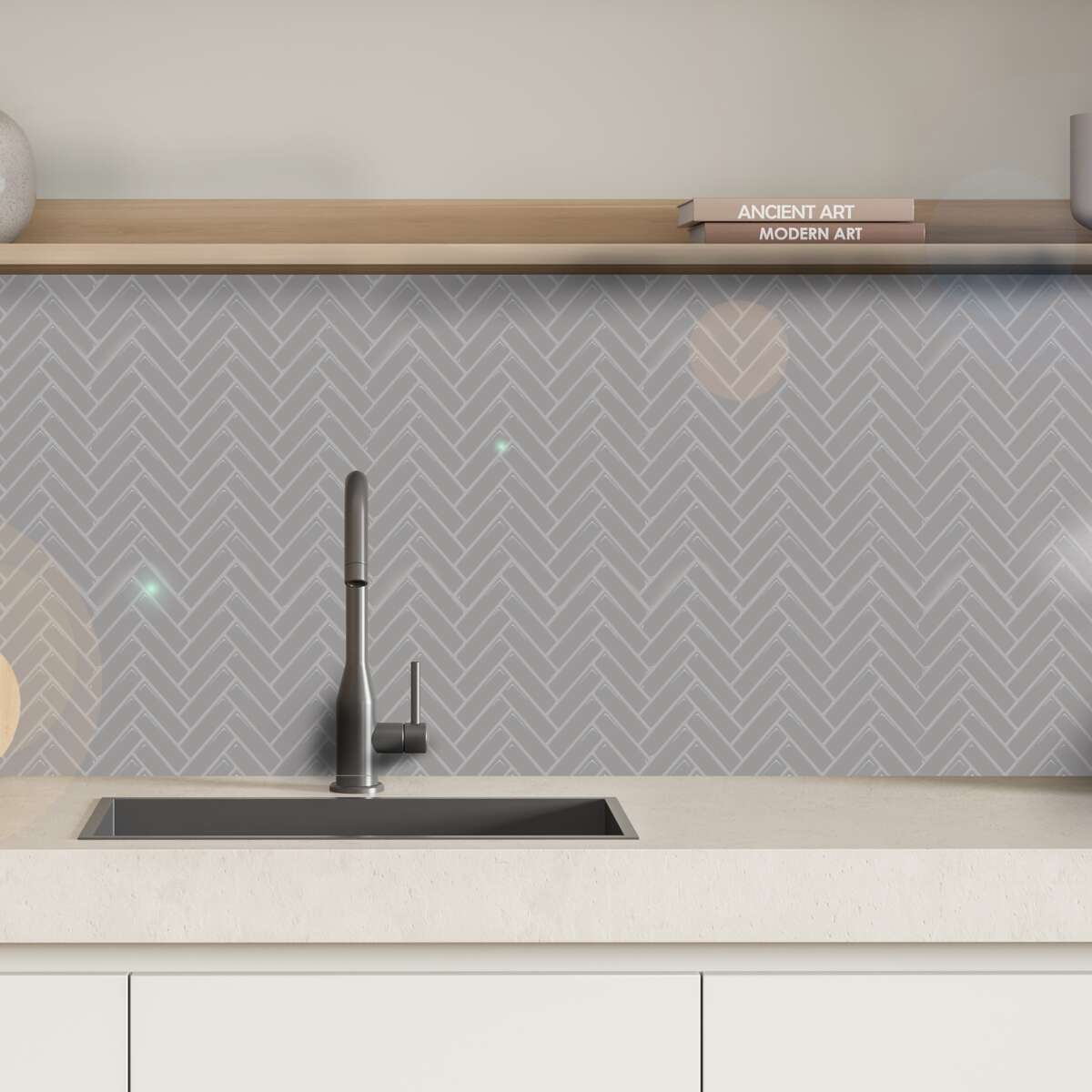 Selvklebende flis, Grå V-Form 10 pk.