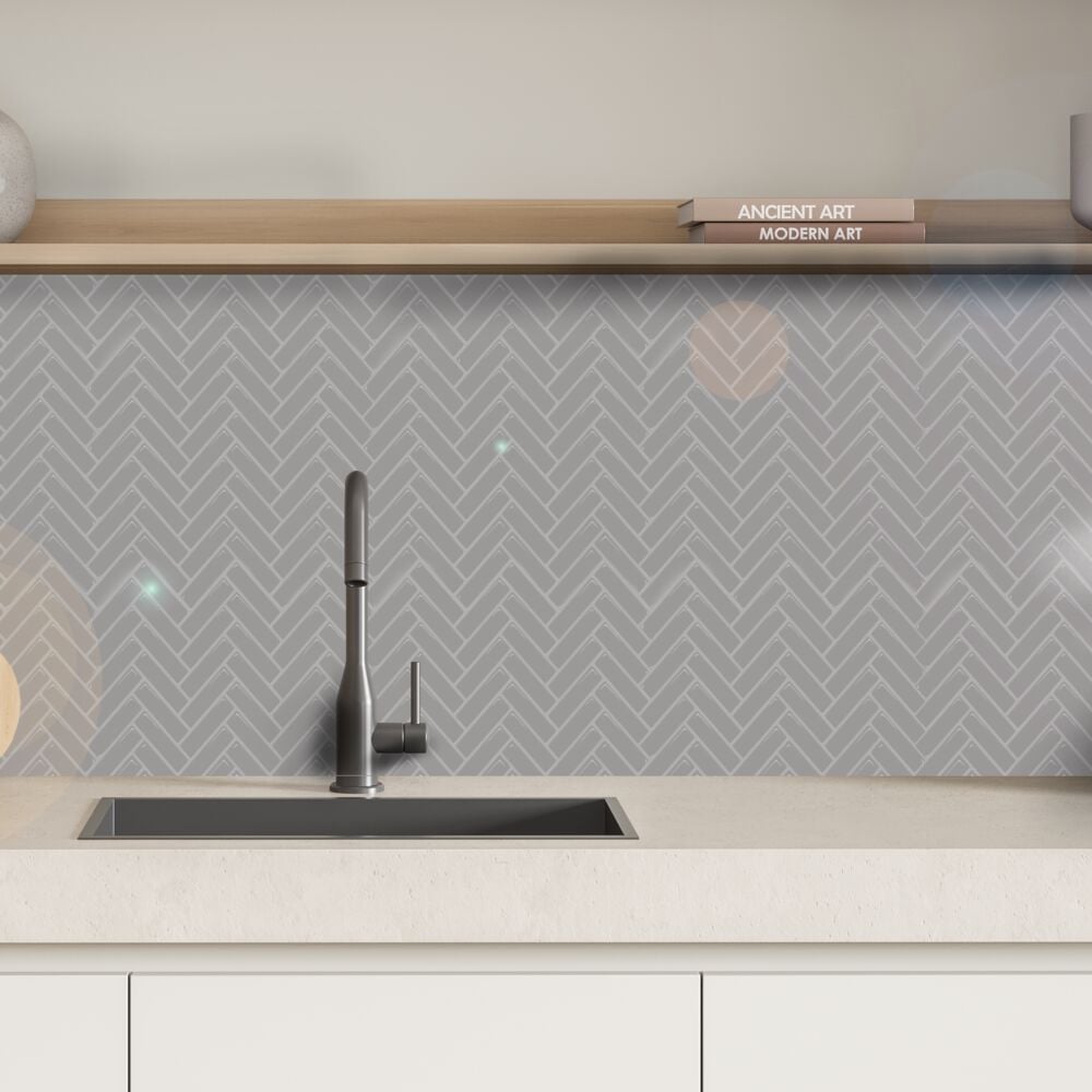 Selvklebende flis, Grå V-Form 10 pk.