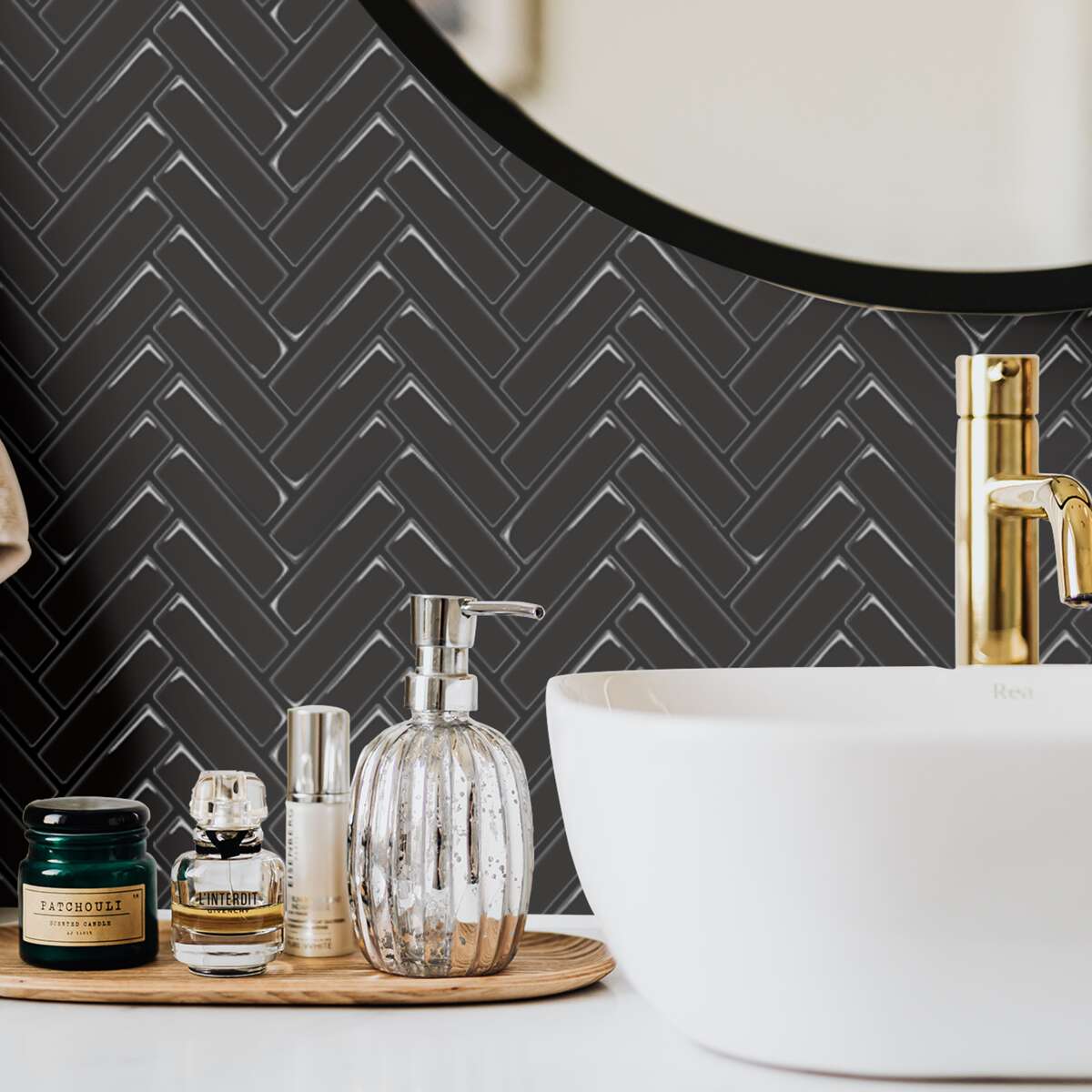 Selvklebende flis, svart V-Form 10 pk.