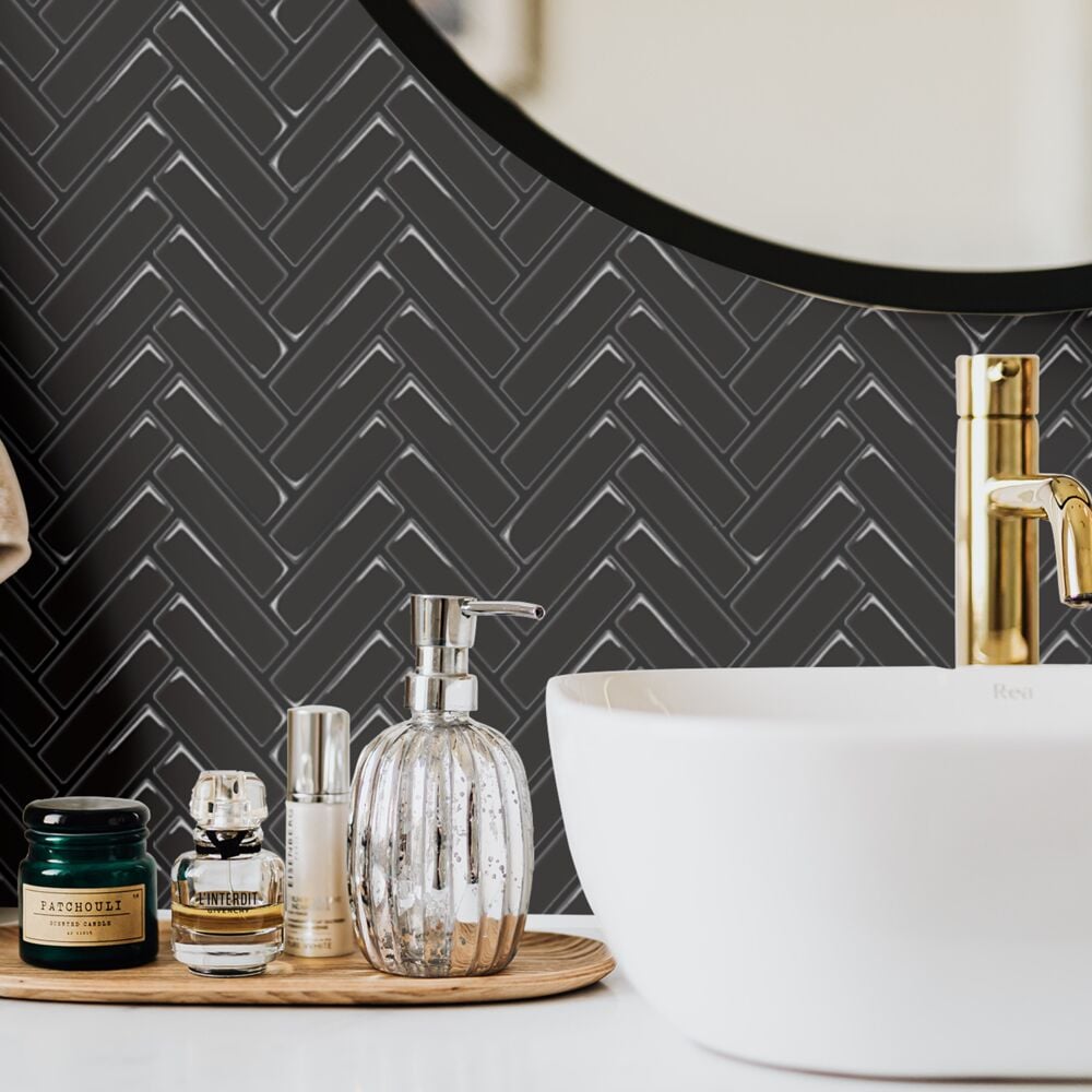 Selvklebende flis, svart V-Form 10 pk.