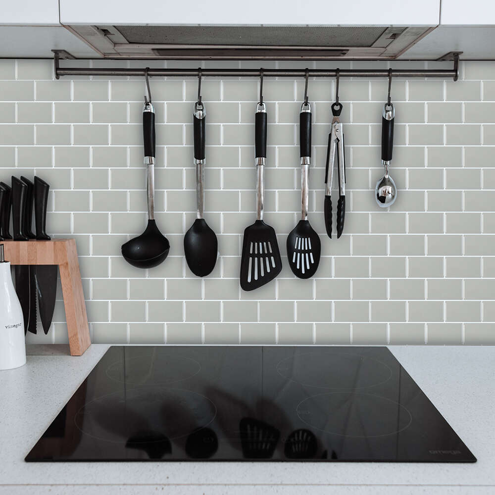 Selvklebende flis, Grå Subway 10 pk.