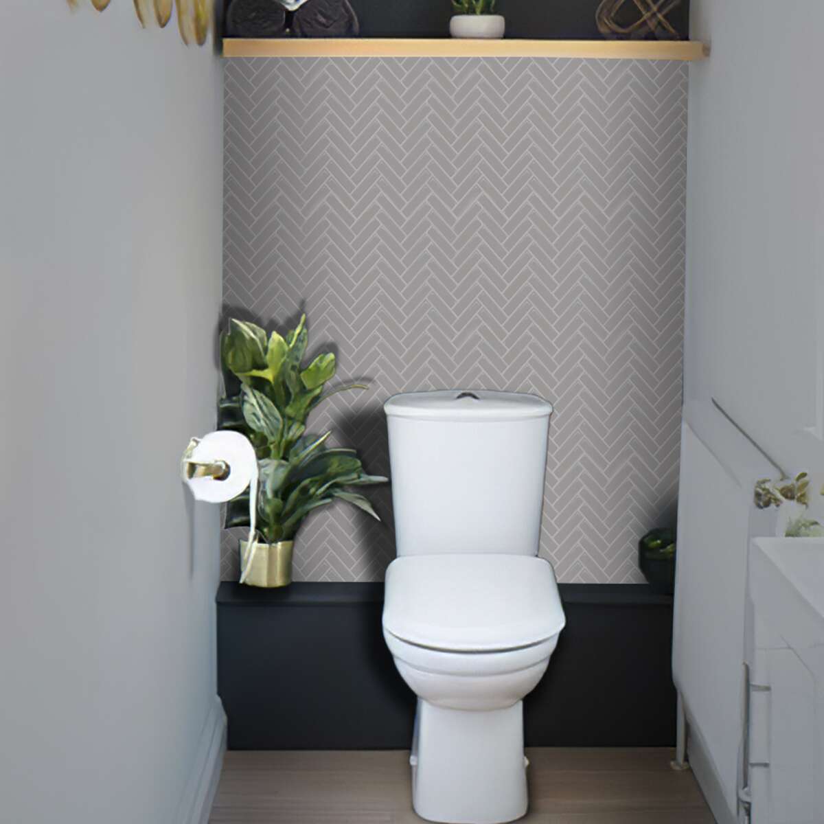 Selvklebende flis, Grå V-Form 10 pk.