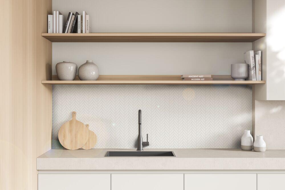 Selvklebende flis, Hvit V-Form 10 pk.