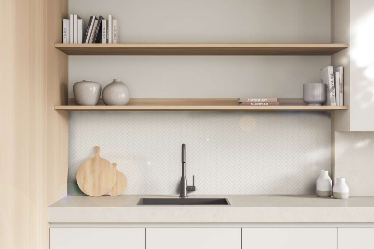 Selvklebende flis, Hvit V-Form 10 pk.