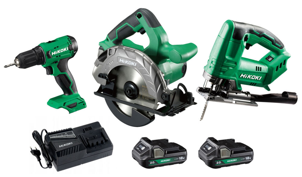 HiKOKI VP27 stikksag, sirkelsag og drill m/2 batteri