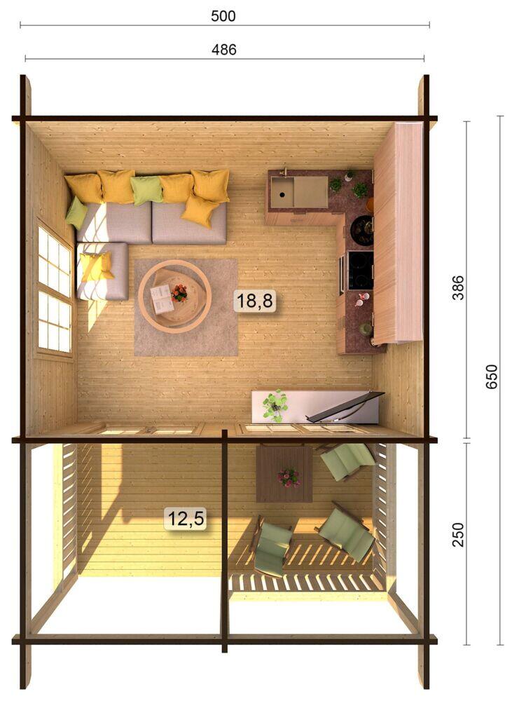 Palmako Hytte Agneta 18,8+12,5 m2