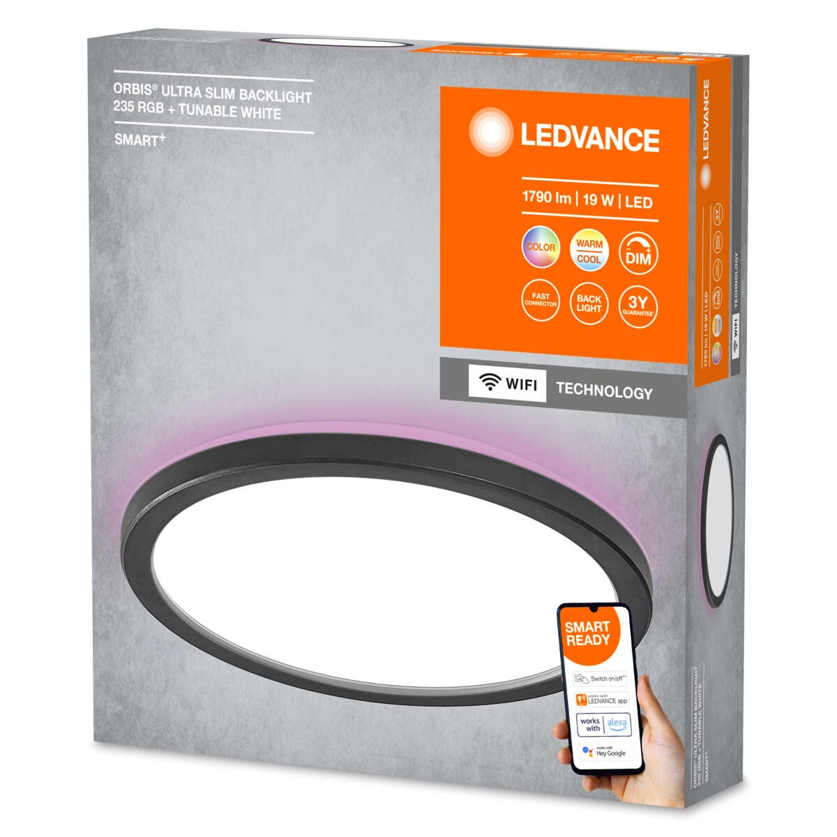 Ledvance Smart+ ORBIS Ultra Slim Backlight Black RGB + TW
