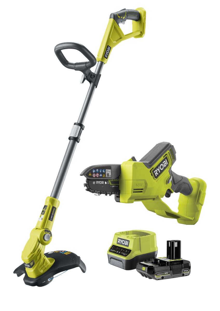 Ryobi ONE+ RY18PSX10ALT1832-120 grensag og gresstrimmer m/batteri