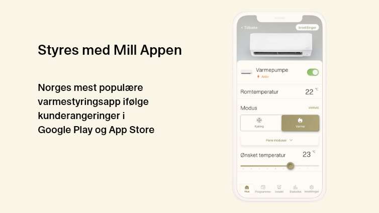 Mill Compact Pro WiFi varmepumpe 7400W, ferdig montert