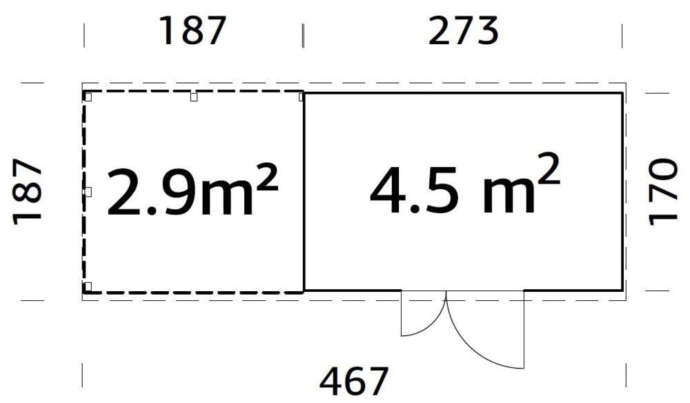 Palmako Leif redskapsbod 4,5+2,9 m²