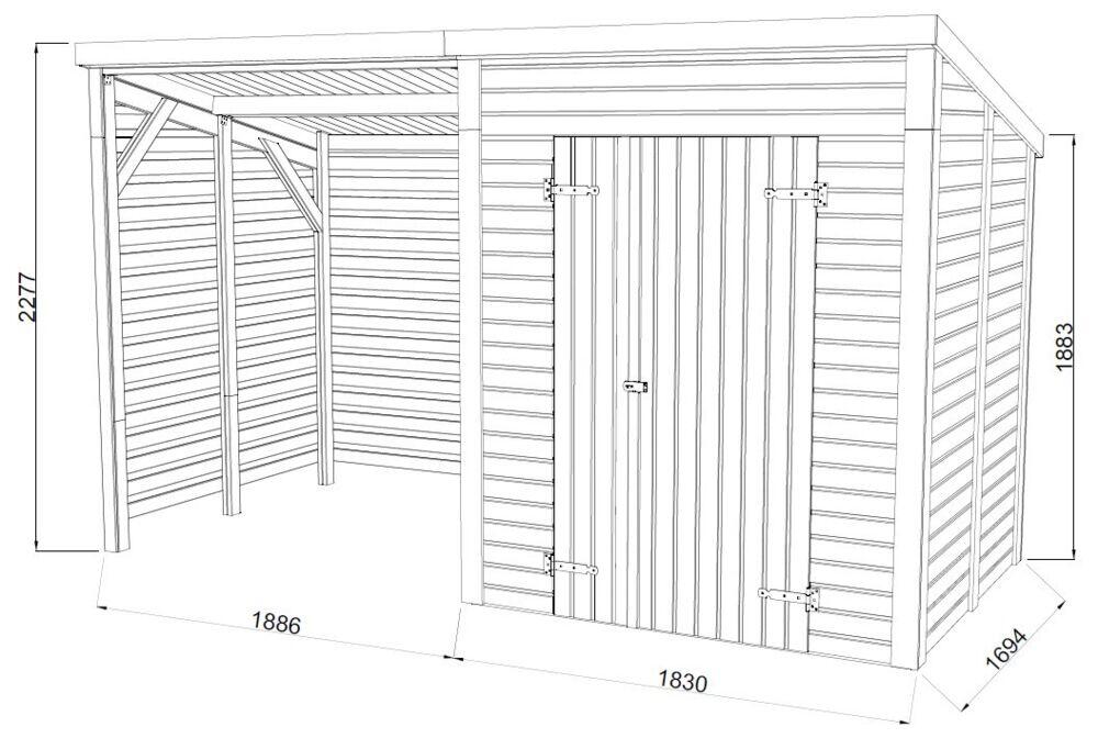 Palmako Leif redskapsbod 3,0+2,9 m²