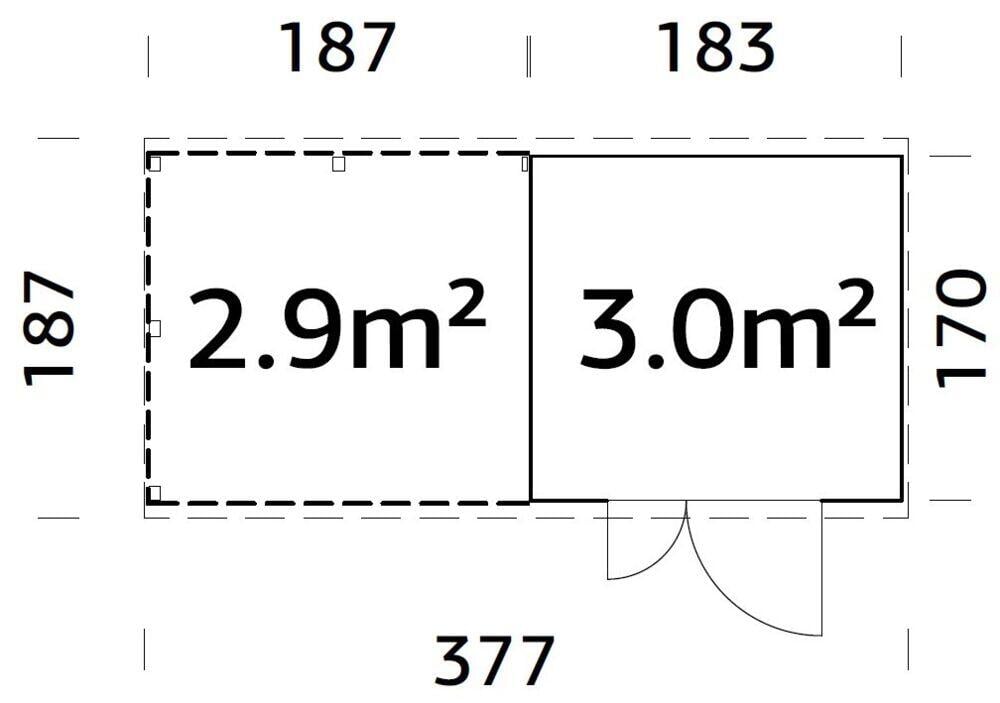 Palmako Leif redskapsbod 3,0+2,9 m²