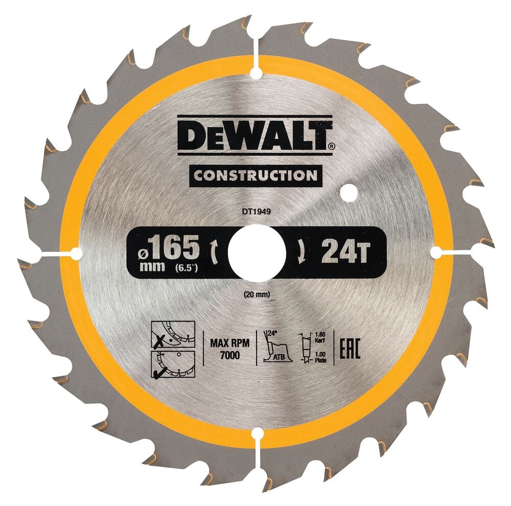 DeWalt sagblad 165x20x24 tenner ATB