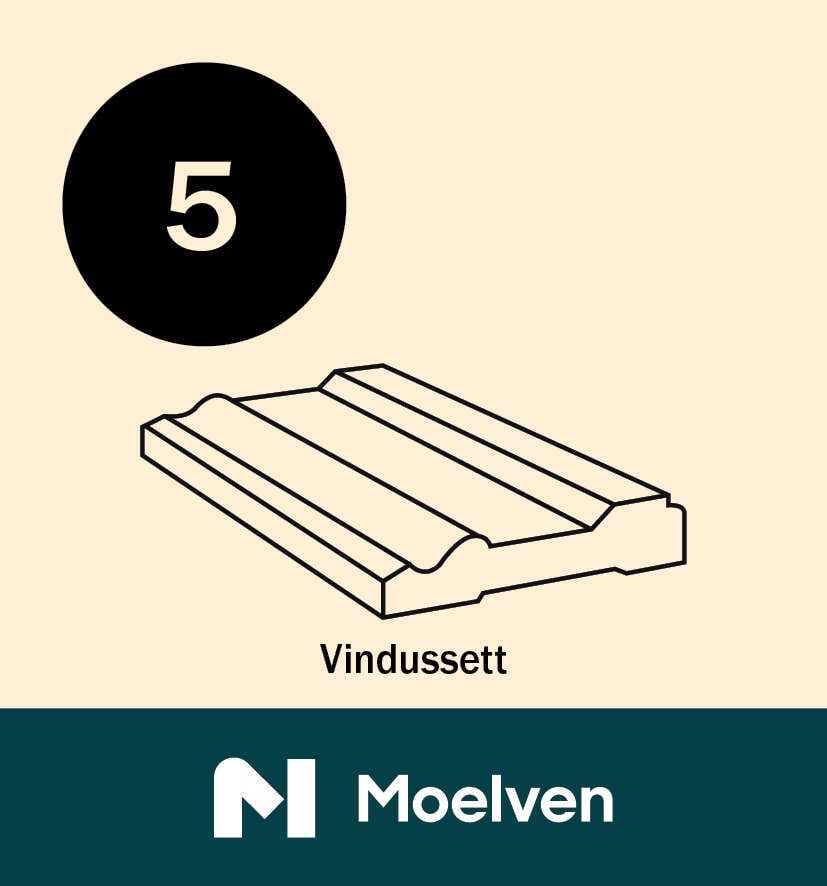 15X70X1600 Vindussett Klassisk list malt