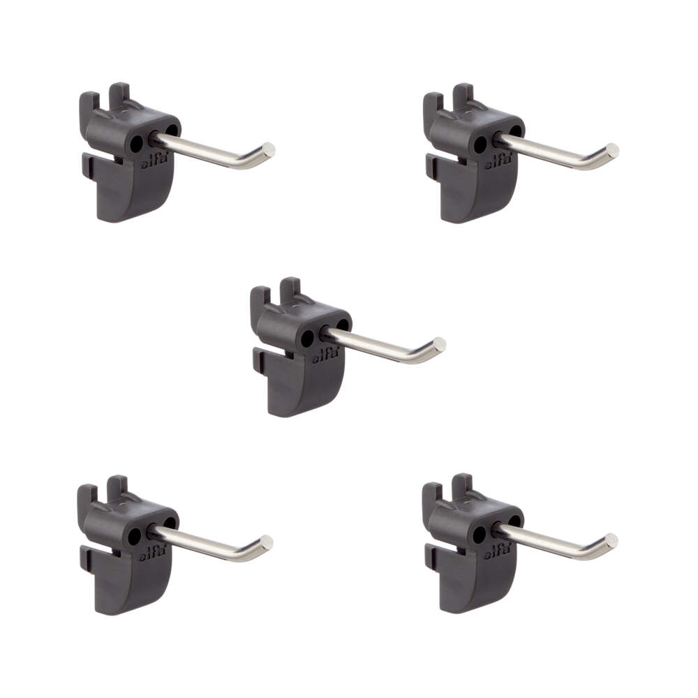 Elfa Garage+ graphite kort rett krok 5-pk