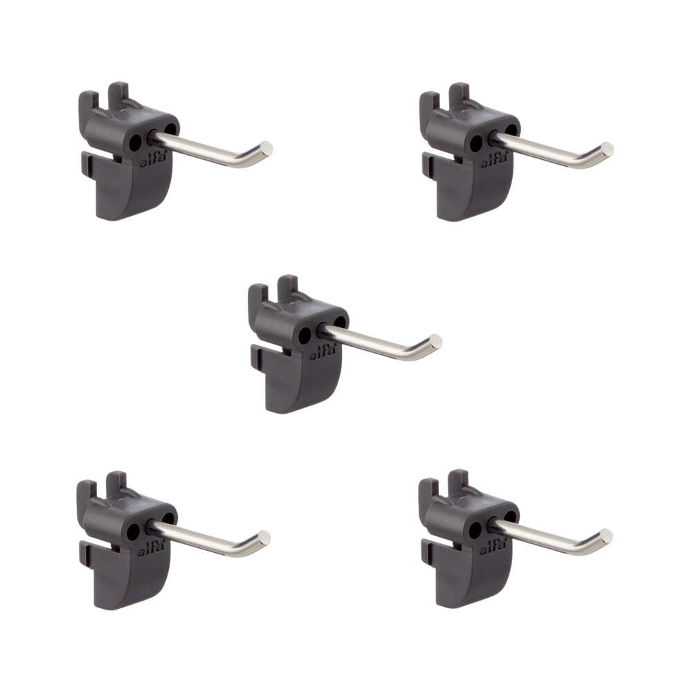 Elfa Garage+ graphite kort rett krok 5-pk