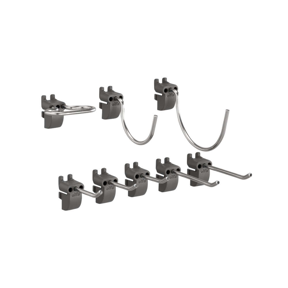 Elfa Garage+ graphite kroksett 8-pk