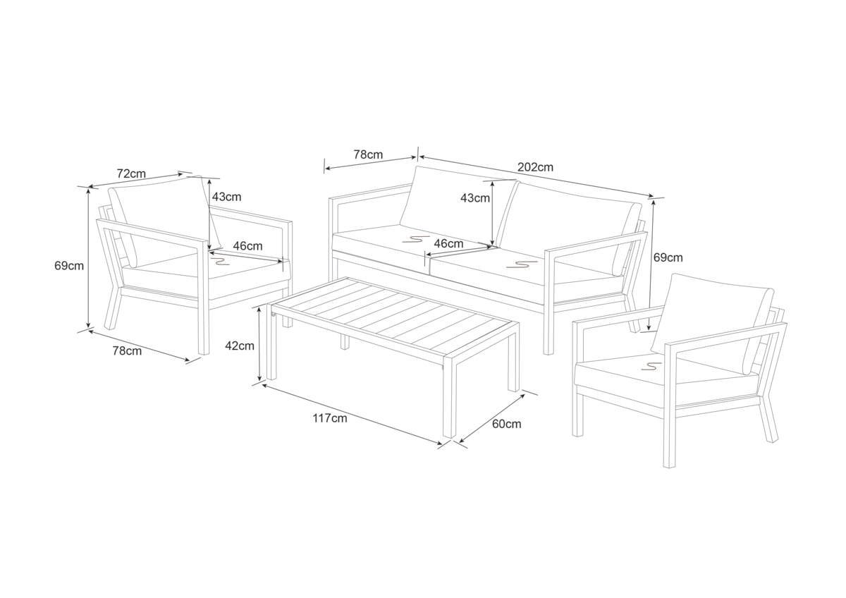 Røst sofagruppe teak og beige impregnerte putetrekk