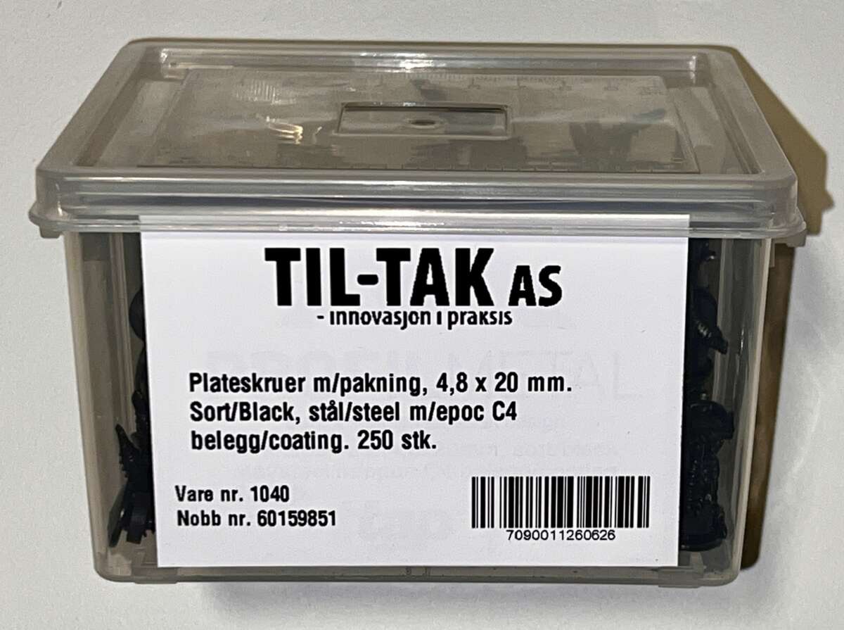 Til-Tak plateskruer med pakning 4,8 X 20MM 250 stk