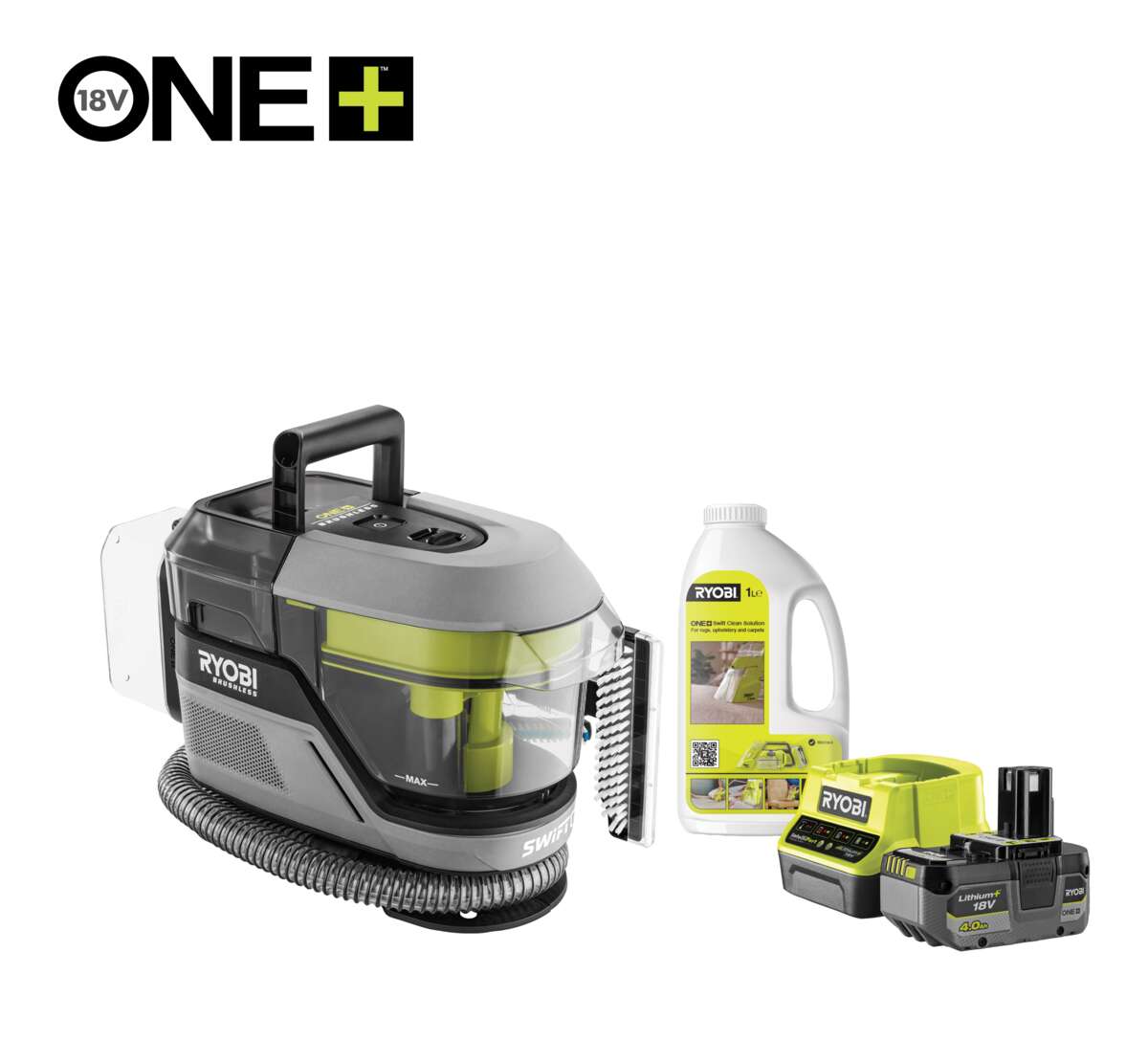 Ryobi 18V ONE+ RDC18BL-1X40G Swift Clean flekkrenser kit m/batteri og lader
