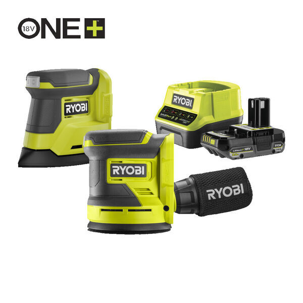 Ryobi RCK182S-1C20G eksenter-og deltasliper m/batteri