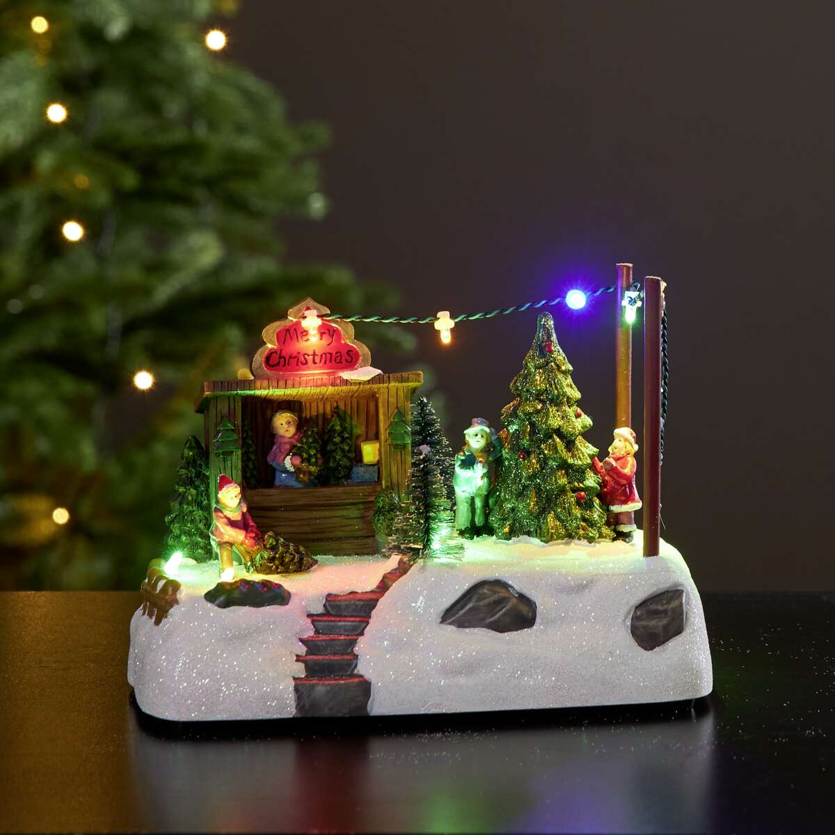 Iceville LED-lys juletreutsalg m/musikk