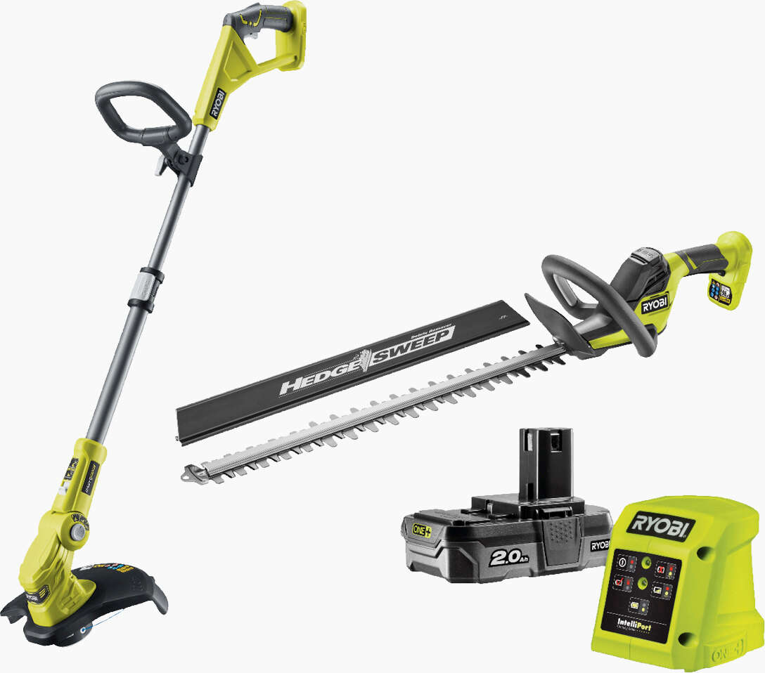 Ryobi ONE+ RY18LT18HTA-120 gresstrimmer/hekksaks m/batteri
