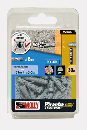 Molly A30 M20630 nylonplugg Ø6 x 35 mm