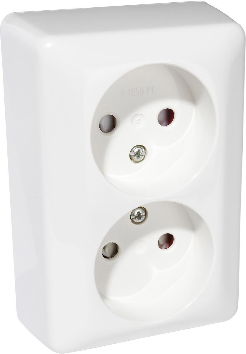 Stikkontakt, dobbel uten jord